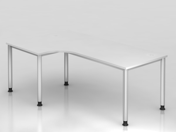 HAMMERBACHER H-Serie höhenverstellbarer Schreibtisch Winkelform mit 5-Fuß Gestell