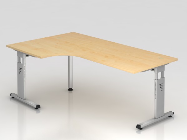 HAMMERBACHER O-Serie höhenverstellbarer Schreibtisch Winkelform mit C-Fuß-Gestell