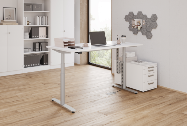 HAMMERBACHER XDLR-Serie elektrisch höhenverstellbarer Schreibtisch mit C-Fuß Gestell