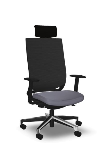Klöber Cato Plus Büro-Drehstuhl mit 3-D Netzrücken, Sitzpolster und intergrierter Nackenstütze