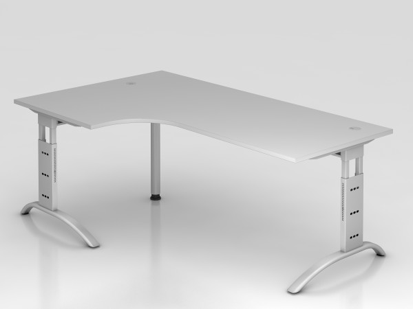 HAMMERBACHER F-Serie höhenverstellbarer Schreibtisch Winkelform mit C-Fuß Gestell